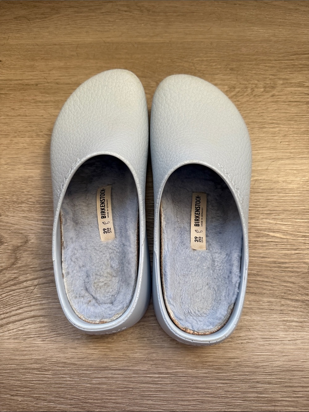 Birkenstock Women’s Light Blue Shearling-Lined Slip-On Clogs